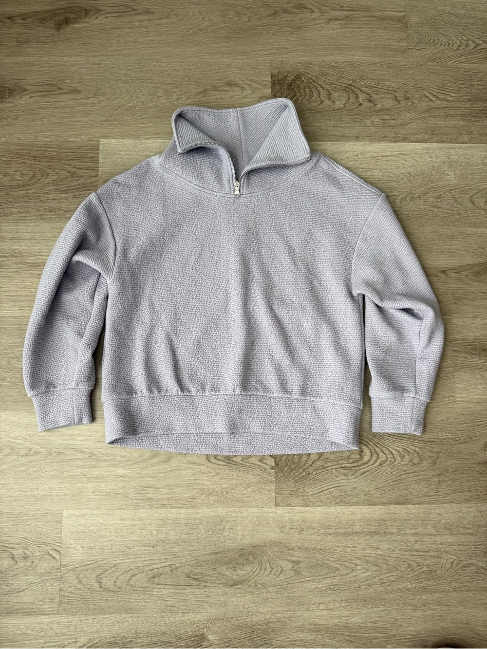 Half-Zip Waffle-Knit Sweater - Light Lavender